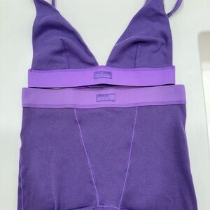 SKIMS Cotton Rib Plunge Bralette & Boxers - Ultra Violet (Small)